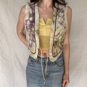 Zara Purple Floral Vest with Yellow Crop Top